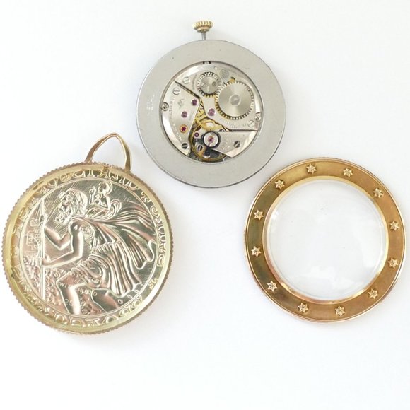 Vintage Movado 14K Gold St. Christopher Coin Edge Watch main image 5